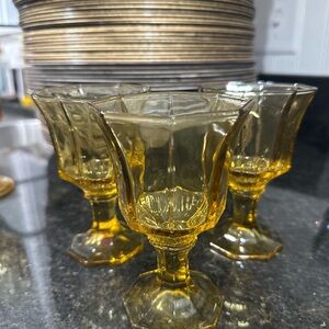 Amber Glass Goblet Set